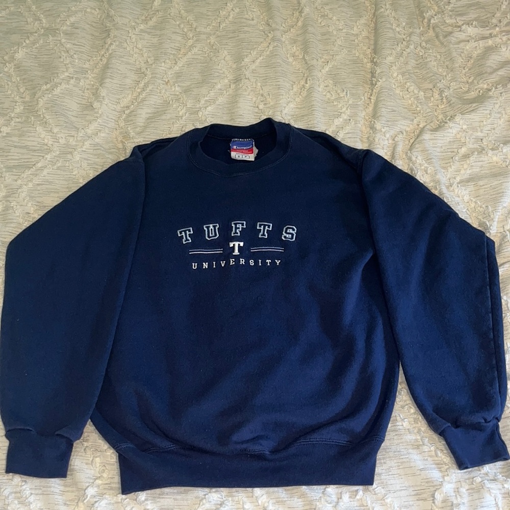 TUFTS UNIVERSITY EMBROIDERED CREWNECK SWEATSHIRT